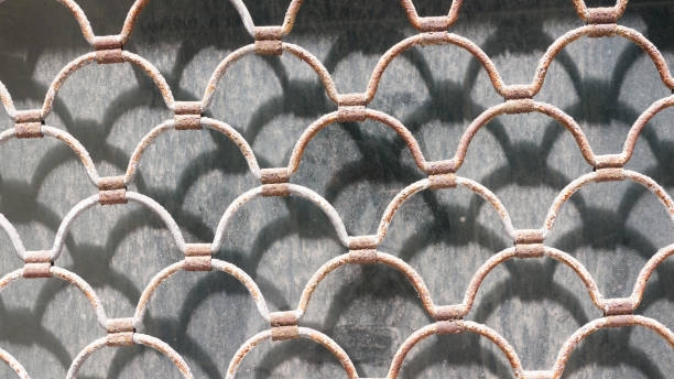 istock Metallic shutter on dirty window shop 1511674732