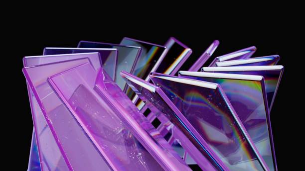 istock Modern material design concept background. 3d illustration. Glass screens 1511693155