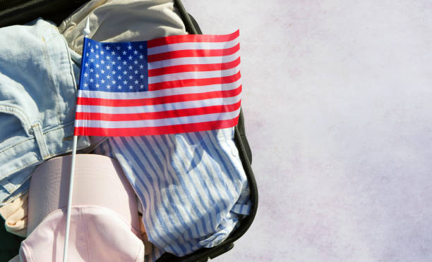 Flag in suitcase. Business trip