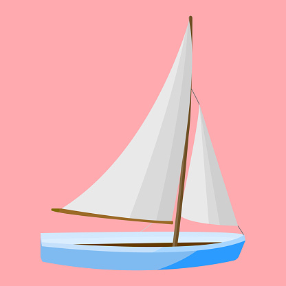 Sailboat, Yawl in flat vector illustration design