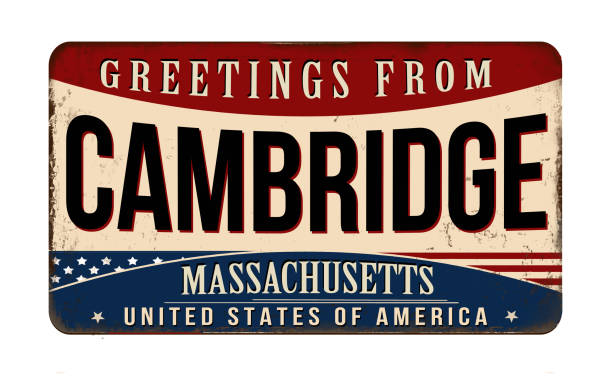 Greetings from Cambridge vintage rusty metal sign on a white background, vector illustration
