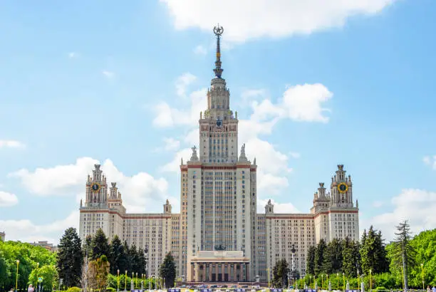 Photo of Moscow, Russia - june 2023: The main building of the Moscow State University. Lomonosov (MGU)