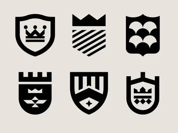 Vector illustration of Mid-century Modern Crest Icons