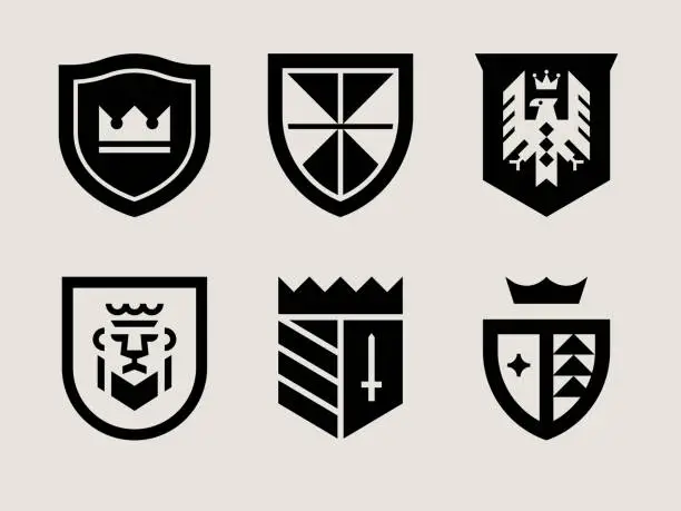 Vector illustration of Mid-century Modern Crest Icons