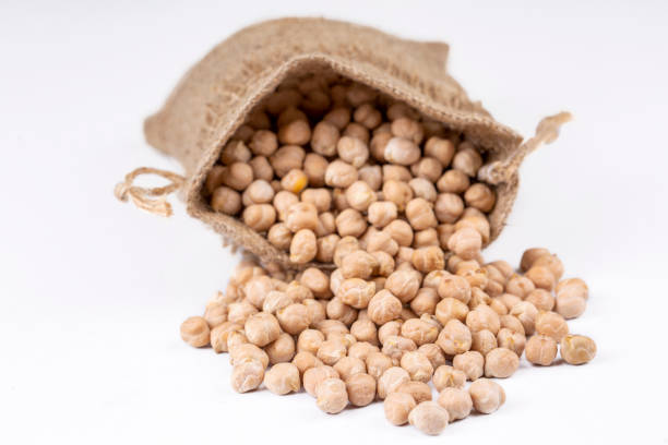 istock Raw dried chickpea on the white background 1511900766