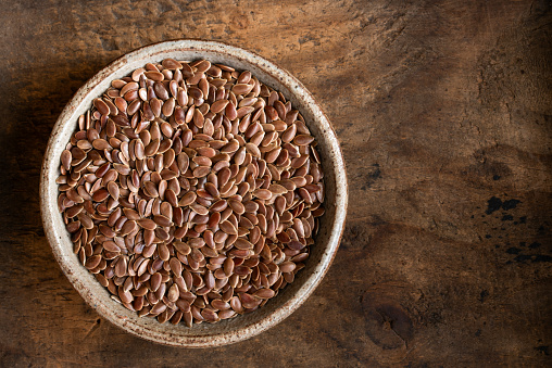 Brown Flax Seeds in a Bowl