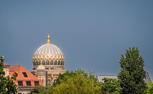 New Synagogue in Berlin, located on Oranienburger Strasse, central Berlin, Germany.