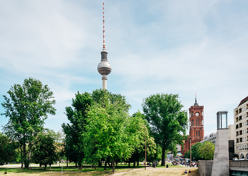 city center of Berlin, TV Tower and Red Rathaus in the background