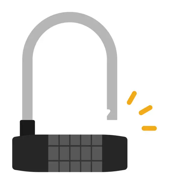 Vector illustration of Open dial lock isolated vector illustration.