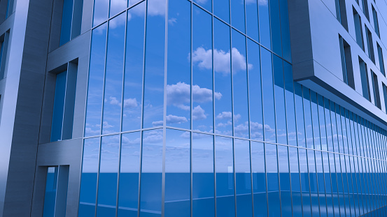 Reflection of Clouds in a Modern Glass Fronted Building