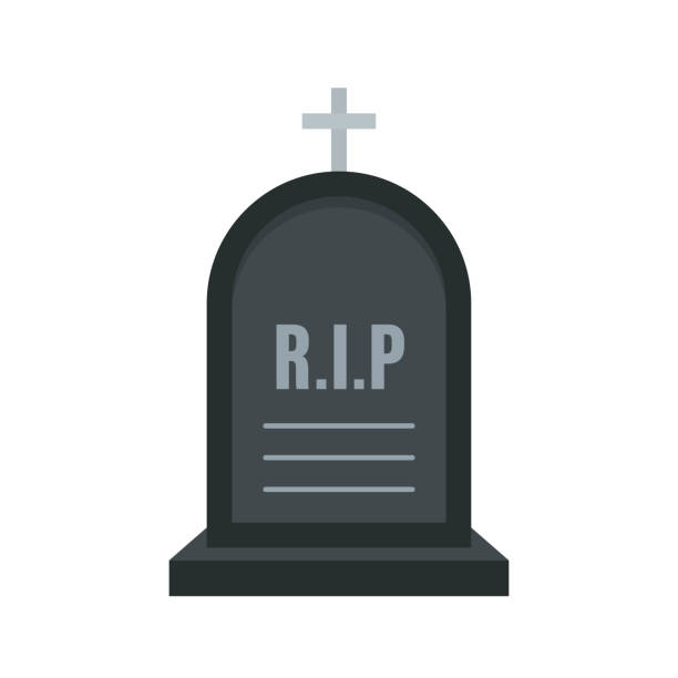 ilustrações de stock, clip art, desenhos animados e ícones de grave rip icon in flat style isolated on white background. death symbol. rip gravestone for halloween, cemetery or tomb, stone crosses on white background. halloween, funeral. vector illustration - cemetery tombstone grave old