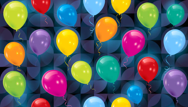 бесшовный красочный фон воздушных шаров - balloon pink black anniversary stock illustrations