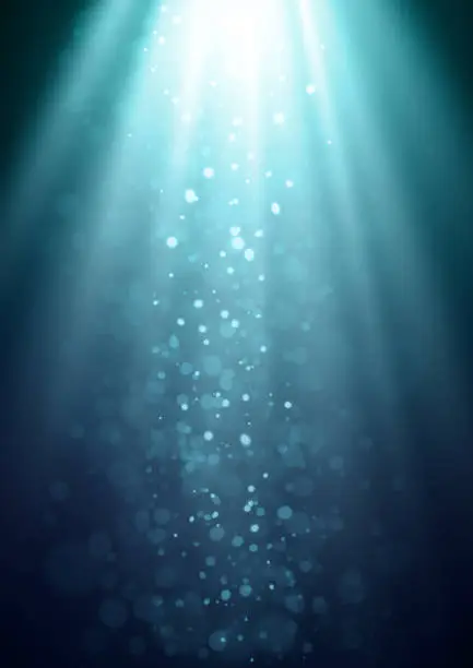 Vector illustration of Blue abstract underwater light background