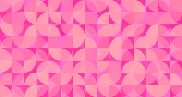 Funky pink fun shapes pattern background vector art illustration