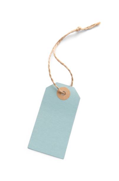 Blue Blank paper price tag or label isolated