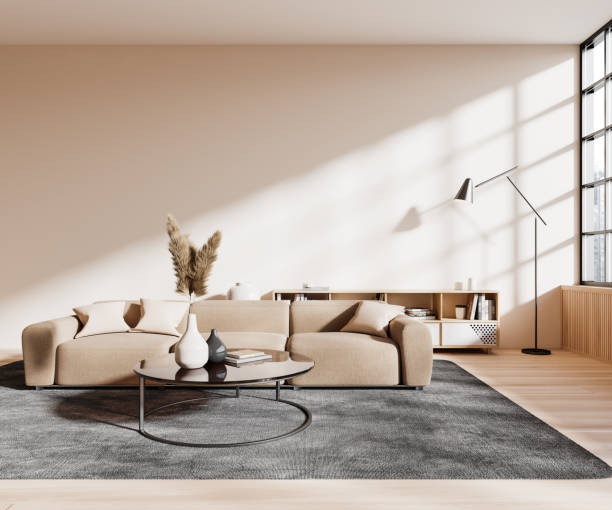 istock Beige living room with couch and table 1512013837