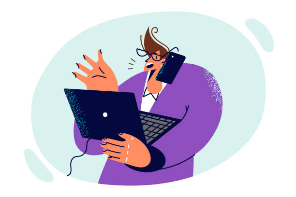 istock Busy man is talking on phone with client and holding laptop working as sales manager in corporation 1512023990