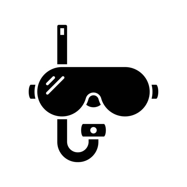 illustrations, cliparts, dessins animés et icônes de snorkeling ligne noire et icône vectorielle de remplissage - swimming goggles