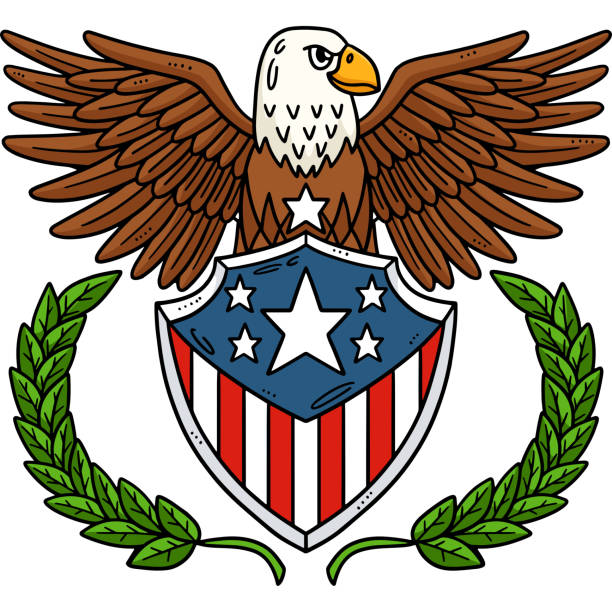 istock American Flag and Eagle Badge Cartoon Clipart 1512125976