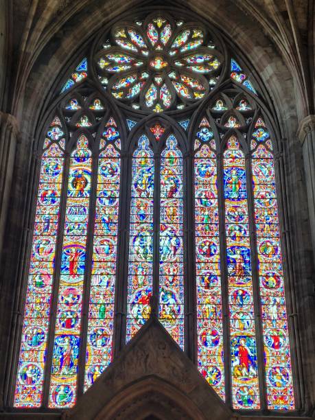 istock Stained Glass Window In Worcester Cathedral, Worcestershire, UK 1512130316