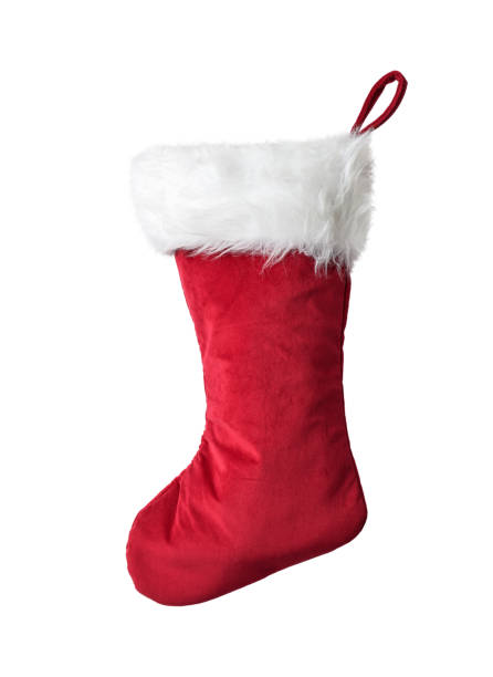 istock Red and white Christmas stocking isolated cutout 1512135282