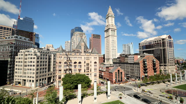 City skyline view of downtown Boston Massachusetts USA