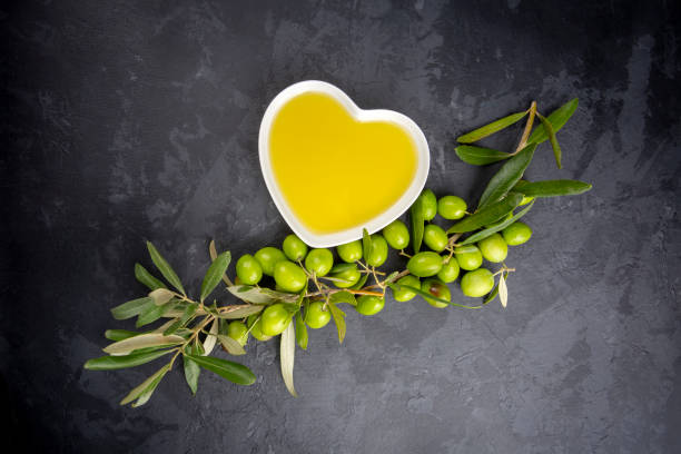istock Green olive and olive oil isolated 1512203966