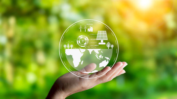 istock eco friendly energy. Innovation technology eco green concept. Icon solar energy sources for renewable on green blur background.Concept with innovation inspiration. Idea innovative from the big data 1512214940