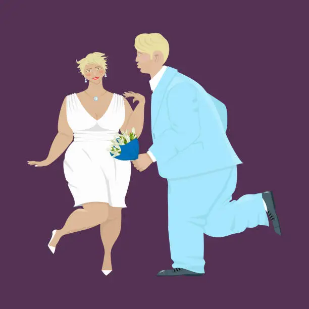 Vector illustration of bride and groom