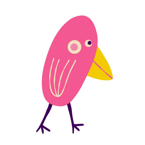 Cute weird red bird. A bizarre fairy-tale firebird Cute weird red bird. A bizarre fairy-tale firebird, Illustration in modern childish hand drawn style firebird logo stock illustrations