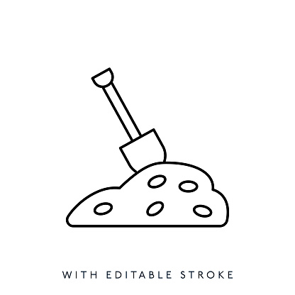 Shovel Line Icon Editable Stroke