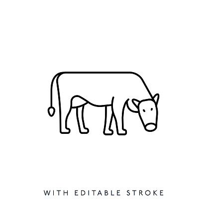 Cow Line Icon Editable Stroke