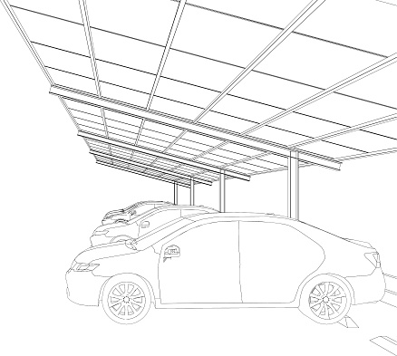 3D illustration of solar carport