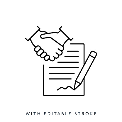 Contract Line Icon Editable Stroke