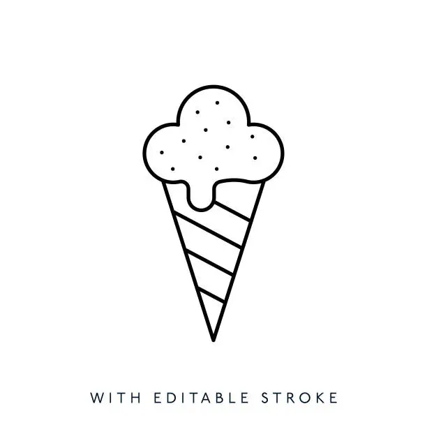 Vector illustration of Ice cream line icon, editable stroke
