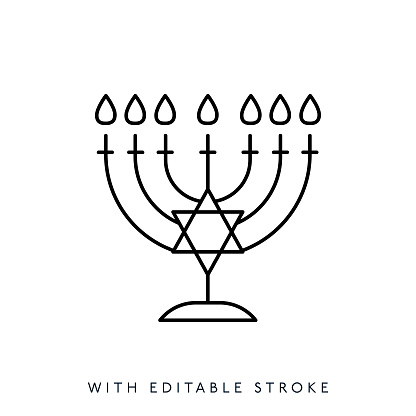 Hanukkah Line IconEditable Stroke