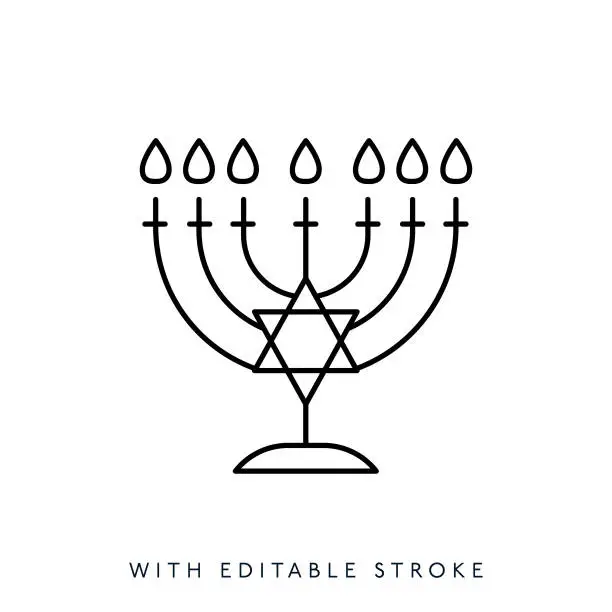 Vector illustration of Hanukkah Line IconEditable Stroke