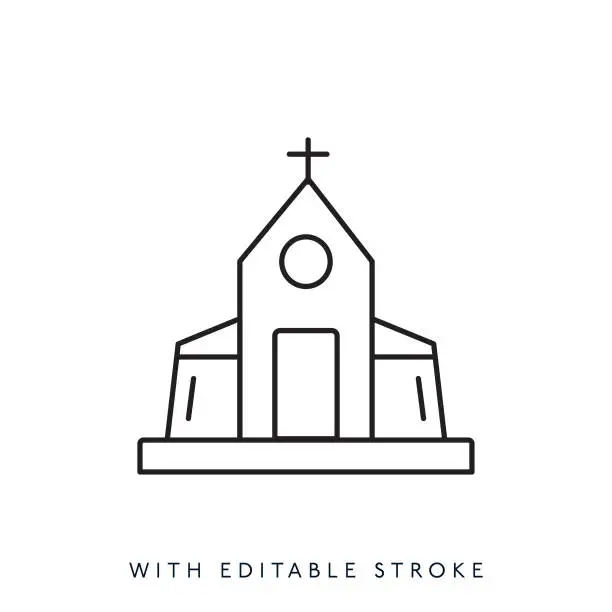 Vector illustration of Church Vector Line Icon Editable Stroke