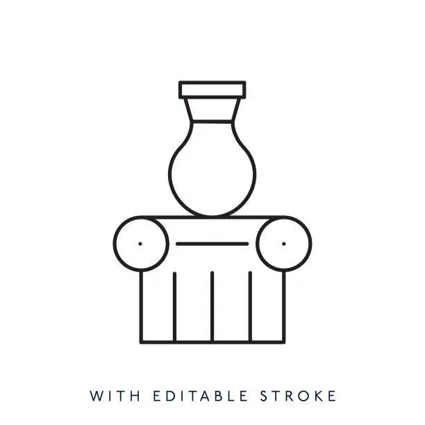 Vector illustration of Ancient vase line icon Editable Stroke