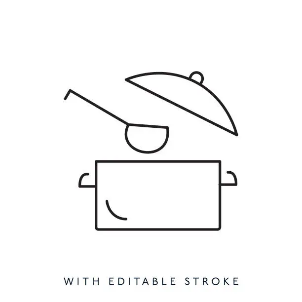 Vector illustration of Cooking Pot Vector Line Icon Editable Stroke
