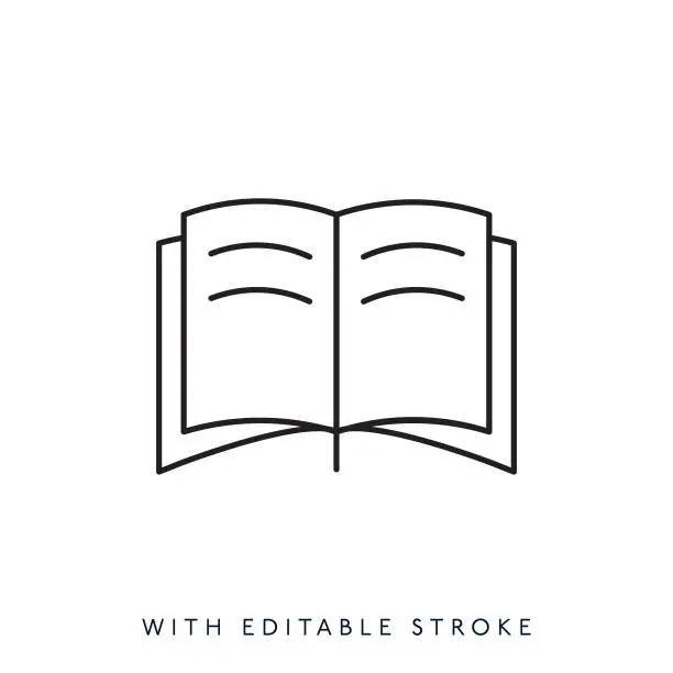 Vector illustration of Open book line icon Editable Stroke