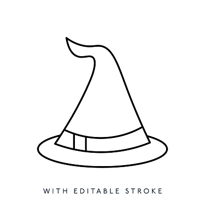 Witch Hat Line Icon Editable Stroke