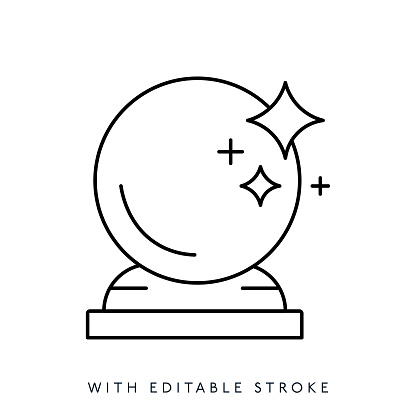 Magic Crystal Ball Line Icon Editable Stroke