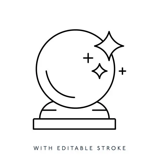 Vector illustration of Magic Crystal Ball Line Icon Editable Stroke