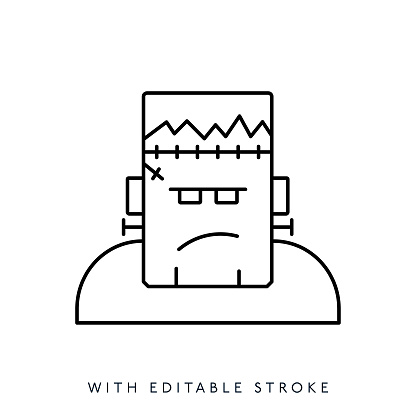 Frankenstein Line Icon Editable Stroke