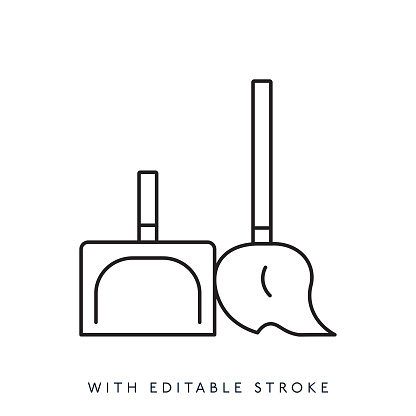 Scoop, bucket, brush line icon.Editable stroke