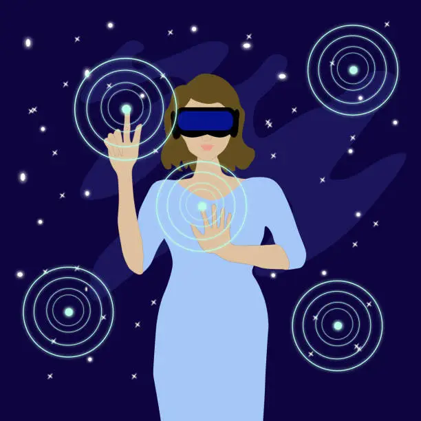 Vector illustration of Virtual reality - Businesswoman -metaverse