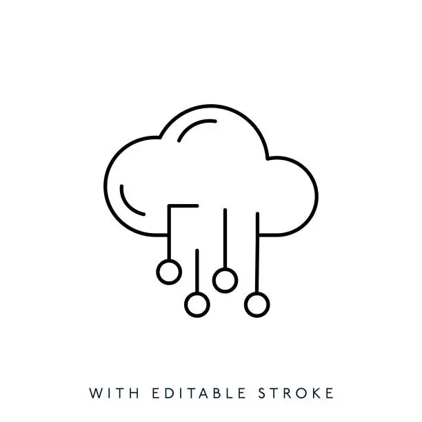 Vector illustration of Cloud Service Icon with Editable Stroke
