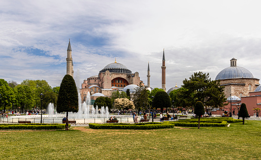 the Hagia Sophia Grand Mosque, originally a Greek Orthodox church, is a mosque and a major cultural and historical site in Istanbul, Turkey. The last of three church buildings to be successively erected on the site by the Eastern Roman Empire, it was completed in 537 AD.