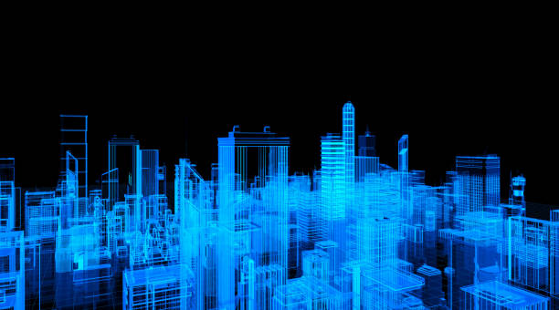 istock Futuristic blue smart city background 1512504436